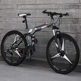 SHIN Bike Mountain Bike Folding Bikes, 27-Speed Double Disc Brake Full Suspension Bicycle, 26 Inch, Double Disc Brake, Off-Road Variable Speed Bikes for Men And Women / Gray