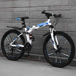 WM-LIHGT Bike Mountain Bike Folding Bikes, 27-Speed Double Disc Brake Full Suspension Bicycle, 26 Inch Off-Road Variable Speed Bikes for Men and Women WM-LIHGT / Blue