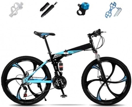JSL Folding Bike Mountain Bike Folding Bikes 27-Speed Double Disc Brake Full Suspension Bicycle 26 Inch Off-Road Variable Speed Bikes with Double Disc Brake-C