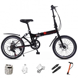 Llpeng Folding Bike Mountain Bike Folding Bikes, 7-Speed Double Disc Brake Full Suspension Bicycle, 20 Inchn City Commuter Bicycles for Men And Wome (Color : Black)