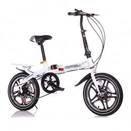 CXSMKP Bike Mountain Bike Folding Bikes for Adult with High Carbon Steel Frame, Featuring 7 Speed, Double Disc Brake And Dual Suspension Anti-Slip Bicycles (White, 14 / 16 In), 16inch