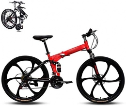 klt Bike Mountain Bike for Men Women 27-speed Index System Folding MTB Bike for Adults Student 26-Inch Folding Bike Lightweight Folding Speed Bicycle Fold up City Bike Double Damping Bicycle Fat Tire-Red