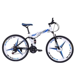 WJSW Bike Mountain Bike Girl Boy Bicycles 26 Inch Folding bike with Sturdy Steel 6 Spokes Integrated Wheel Premium Full Suspension and 24 Speed Gear,