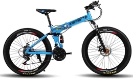 KURKUR Bike Mountain Bike, Mountain Bike Folding Bike Bicycle MTB Adult Foldable Mountain Bike Folding Road Bicycles For Men And Women 26In Wheels Adjustable Speed Double Disc Brake ( Color : Blue , Size : 24 spe