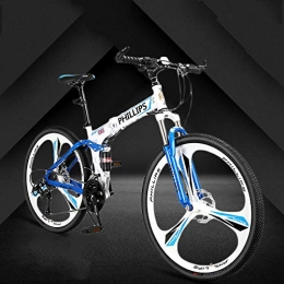 Domrx Bike Mountain Bike Variable Speed Folding Double Disc Brake Aluminum Alloy Rim One Wheel 3 Knife Student Bicycle 2019-Blue_24 Speed