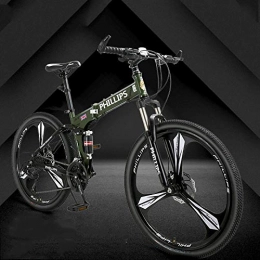 Domrx Bike Mountain Bike Variable Speed Folding Double Disc Brake Aluminum Alloy Rim One Wheel 3 Knife Student Bicycle 2019-Green_24 Speed