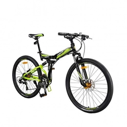 Domrx Folding Bike Mountain Bike Variable Speed Off-Road Folding Double Shock Absorption Soft Tail Racing Aluminum Alloy-Green_26*17(165-175cm)