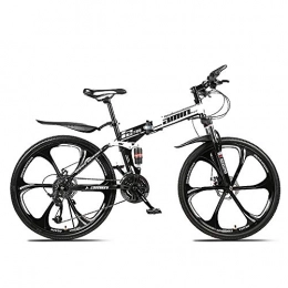 ODM Folding Bike Mountain Bikes 21 / 24 / 27 Speed Folding Bike for adults 26 Inches 3 / 6 / 10-Spoke Wheels MTB Dual Suspension Bicycle (24 Speed, C)