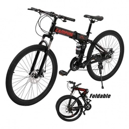 Mountain Bikes 26-Inch 21 speeds Folding Bicycles Mountain Bikes Strong High Carbon Steel Frame with Disc Brake Convenient and Easy to Store (Black)