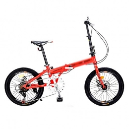 Mountain Bikes Folding Bike Mountain Bikes Bicycle Foldable Bicycle Road Bike Bicycle Bicycle Speed Bike 20 Inch 7-Speed Shift (Color : Red, Size : 150 * 60 * 111cm)