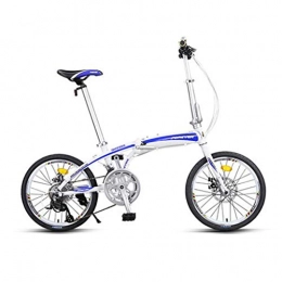 Mountain Bikes Folding Bike Mountain Bikes Bicycle Folding Bicycle Shock Absorption City Car Portable Adult Student Bike 16 Speed Double Disc Brake 20 Inch (Color : White and blue, Size : 150 * 60 * 99cm)