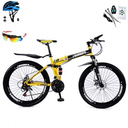 AI-QX Folding Bike Mountain Bikes Bicycles 30 speeds Lightweight Aluminium Alloy Frame Disc Brake, Yellow