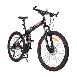 FDSH Bike Mountain Bikes, Easy To Carry Folding High Carbon Steel Frame, 24 Inch Variable Speed ​​Double Shock Absorption Foldable Bicycle-F