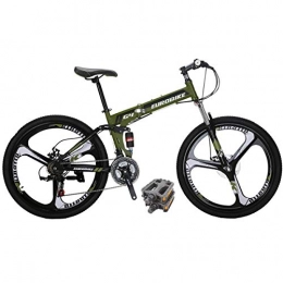 Hybike Bike Mountain Bikes HYG4 26 Inch 3 Spoke Wheels 21 Speed Folding Mountain Bike Dual Suspension Bicycle Amygreen