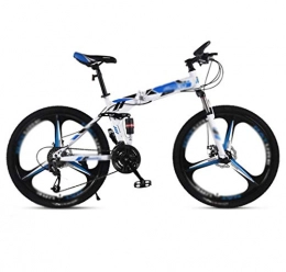 Llpeng Folding Bike Mountain Folding Bike For Adult, 24" 21-speed Variable-speed Mountain Bike, Double Shock-absorbing Double Disc Brake Student MTB Racing, Road / Flat Ground / Work Universal Bicycles, Quickly Folding Con
