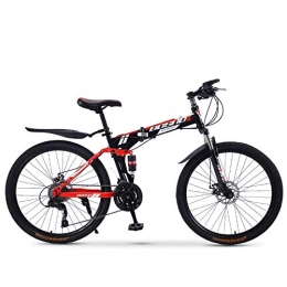CXSMKP Bike Mountain Folding Bike for Adult with 30 Speed, High Carbon Steel Frame, Foldable Compact Bicycle with Anti-Skid And Wear-Resistant Tire Lightweight MTB (24 / 26-Inch), B, 26inch