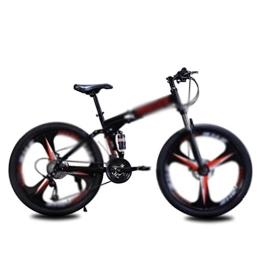  Folding Bike Mountain Folding Bike, Three-Cutter Wheel 26 Inch 27 Speed Top with Variable Speed Double Shock Absorption Bicyclemountain Folding Bike Fast Folding, Easy to Carry, Black