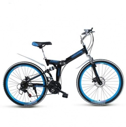 PFSYR Folding Bike Mountain Folding Bike Women and Men, 24Inch Double Disc Brake Double Shock-absorbing Bicycle, Student Adult Bicycle Off-road Racing Touring Bike, Front and Rear Double Shock Absorption Quikly Folding