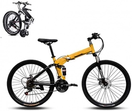 klt Bike Mountain Trail Bike Folding Bike for Adults Men and Women 27 Speed 26-Inches Wheels Dual Disc Brake Folding Bike Bicycle Fat Tire High Carbon Steel Frame MTB Damping Bicycle Urban Bike-Yellow