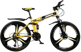 CYSHAKE Bike Movement Adult Ultra Light Bicycle Folding, Adult folding city bike, 26-inch 21-speed wheel mountain cross-country bike, high-carbon steel folding cross-country bike Outdoor cycling ( Color : Yellow )