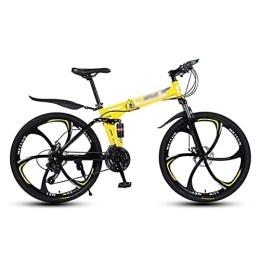 MQJ Bike MQJ 26 in Wheel Mens Adults Mountain Bike 21 Speed Folding Carbon Steel Frame with Dual-Disc Brakes / Yellow / 21 Speed