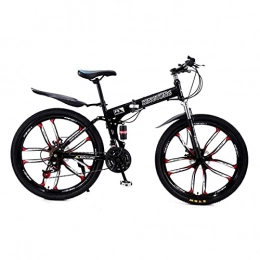 MQJ Folding Bike MQJ 26 inch Foldable Mountain Bike Carbon Steel 21 Speeds with Shock-Absorbing Front Fork Foldable Men MTB Bicycle for Men Woman Adult and Teens, Multiple Colors / Black