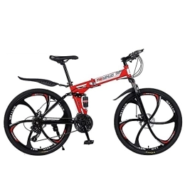 MQJ Folding Bike MQJ 26-Inch Mountain Bike, Men's Double-Disc Brake Hard-Tail Bicycle with Adjustable Speed Folding High Carbon Steel Frame 21 / 24 / 27 Speed, A~26 Inches, 27 Speed