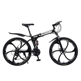 MQJ Folding Bike MQJ 26-Inch Mountain Bike, Men's Double-Disc Brake Hard-Tail Bicycle with Adjustable Speed Folding High Carbon Steel Frame 21 / 24 / 27 Speed, C~26 Inches, 27 Speed