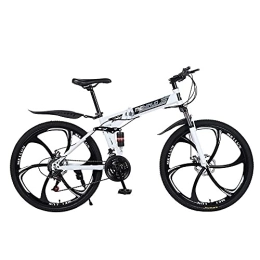 MQJ Bike MQJ 26-Inch Mountain Bike, Men's Double-Disc Brake Hard-Tail Bicycle with Adjustable Speed Folding High Carbon Steel Frame 21 / 24 / 27 Speed, D~26 Inches, 24 Speed
