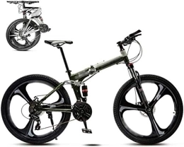 MQJ Bike MQJ 26 inch MTB Bicycle Unisex Folding Commuter Bike 30-Speed Gears Foldable Mountain Bike Off-Road Variable Speed Bikes for Men and Women Double Disc Brake, Green, 21 Speed