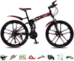 MQJ Bike MQJ Foldable Bicycle 26 inch 30-Speed Folding Mountain Bike Unisex Lightweight Commuter Bike MTB Full Suspension Bicycle with Double Disc, a