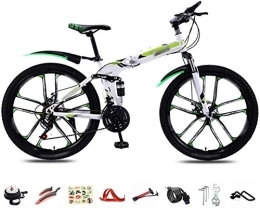 MQJ Bike MQJ Foldable Bicycle 26 inch 30-Speed Folding Mountain Bike Unisex Lightweight Commuter Bike MTB Full Suspension Bicycle with Double Disc, D
