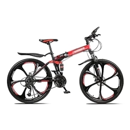 MQJ Folding Bike MQJ Folding Mountain Bike 26 inch Wheels Bicycle Carbon Steel Frame 21 / 24 / 27 Speed MTB Bike with Daul Disc Brakes for Men Woman Adult and Teens / Red / 24 Speed