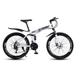 MQJ Folding Bike MQJ Folding Mountain Bike 26 inch Wheels with Double Shock Absorber Design 21 / 24 / 27 Speeds with Dual-Disc Brakes for a Path, Trail &Amp; Mountains / White / 21 Speed
