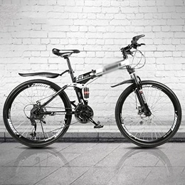 MQJ Bike MQJ Mountain Bike 21 / 24 / 27 Speed Steel Frame 26 Inches 3 Spoke Wheel Dual Suspension Folding Bike for Men Woman Adult and Teens / White / 21 Speed
