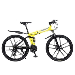 MQJ Folding Bike MQJ Mountain Bike, 26-Inch Men's Double-Disc Brake Hard-Tail Bicycle with Adjustable Speed and Foldable High-Carbon Steel Frame, B~26 Inches, 24 Speed