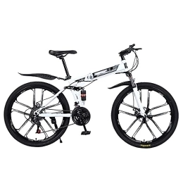 MQJ Folding Bike MQJ Mountain Bike, 26-Inch Men's Double-Disc Brake Hard-Tail Bicycle with Adjustable Speed and Foldable High-Carbon Steel Frame, D~26 Inches, 24 Speed