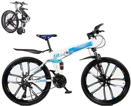 MQJ Mountain Bikes, Adult Student Folding Mountain Bikes, 24-Speed 26-Inch Wheels Double Disc Brakes Folding Road Bikes, Folding Travel Outdoor Bikes, Dual Suspension Racing Bikes Off-Road Bikes,C