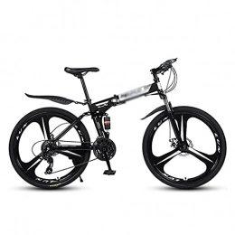 MQJ Folding Bike MQJ MTB Folding 21 / 24 / 27 Speed 26 Inches Wheels Mountain Bike Carbon Steel Frame with Dual-Disc Brakes and Double Shock Absorber / Black / 24 Speed