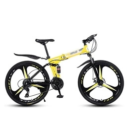 MQJ Folding Bike MQJ MTB Folding 21 / 24 / 27 Speed 26 Inches Wheels Mountain Bike Carbon Steel Frame with Dual-Disc Brakes and Double Shock Absorber / Yellow / 27 Speed