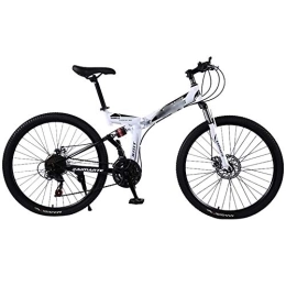 Mrzyzy Bike Mrzyzy 24'' Folding Mountain Bike-Model Strengthen Shock Absorption-21 / 24 / 27-stage shift, Unisex-Adult Bike (Color : White, Size : 27 SPEED)