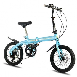 MTTKTTBD Folding Bike MTTKTTBD Lightweight Folding Bike, 7-Speed 16-Inch, Youth Folding Bicycle with Double Disc Brake Great for City Riding and Commuting, Featuring Front and Rear Fenders