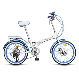 MTTKTTBD Folding Bike MTTKTTBD Portable Folding Bike, Lightweight Youth Foldable Bicycle, 7-Speed 20-Inch Wheels, High-Carbon Steel Frame, Double Disc Brake, Great for Going to School City Riding and Commuting