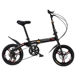 Mu Folding Bike MU 14 inch Folding Bicycle Mini Ultralight Portable Variable Speed Disc Brake Adult Children Students Men and Women 16 Small Bicycles, Black, 14 Inches