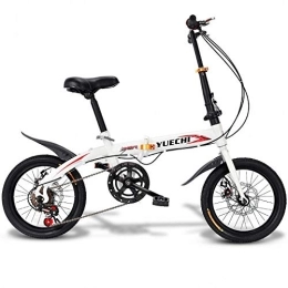 Mu Folding Bike MU 14 inch Folding Bicycle Mini Ultralight Portable Variable Speed Disc Brake Adult Children Students Men and Women 16 Small Bicycles, White, 14 Inches