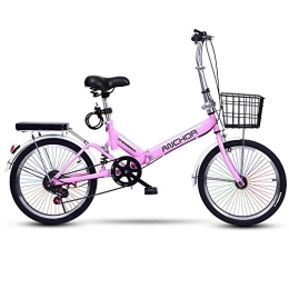 Mu Bike MU Folding Bicycle Women's Adult Ultralight Variable Speed Portable Light Mountain Bike Adult Male 20 inch Small Bicycle, Pink, 16 Inches