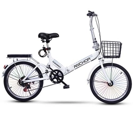 Mu Bike MU Folding Bicycle Women's Adult Ultralight Variable Speed Portable Light Mountain Bike Adult Male 20 inch Small Bicycle, White, 16 Inches