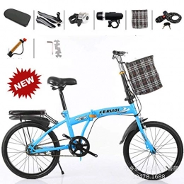 MUZILIZIYU Bike MUZILIZIYU Folding bicycle, 20 inch Women'S Light Work and Small Student Male Bicycle Folding Bicycle Bike, Blue (Color : Blue)