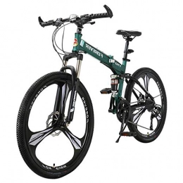 MYANG Bike MYANG Mountain Bike Bicycle 24Inch Dual Disc Brake Folding Bike, Advanced Deformation Sports Bicycles(Army Green), Green, 21 speed