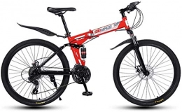 MYPNB Bike MYPNB BMX Folding Variable Speed 26 Inch Mountain Bike, 21-24 - 27 Speeds Lightweight High-carbon Steel Frame Bikes, Shock Absorption Dual Disc Brake 5-25 (Color : Red, Size : 24speed)
